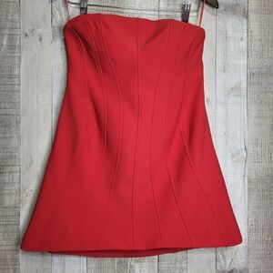 Zara Strapless Red Fit-and-Flare Tube Top